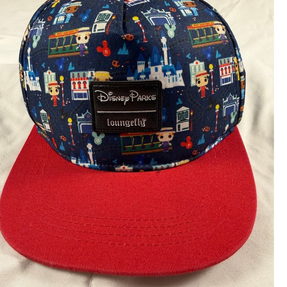 Disney Parks Loungefly Funko Pop Snapback Hat Navy Red All Over Print One Size